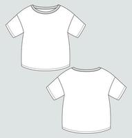 t-shirt à manches courtes en tête modèle d'illustration vectorielle de croquis plat de mode technique pour les enfants. vecteur