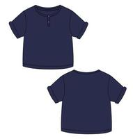 t-shirt à manches courtes en tête modèle d'illustration vectorielle de croquis plat de mode technique pour les enfants vecteur