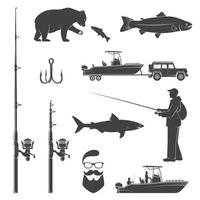 ensemble d'icônes de pêche. illustration vectorielle. vecteur