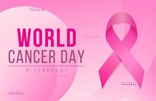 fond de bannière horizontale dégradé journée mondiale contre le cancer avec ruban rose vecteur