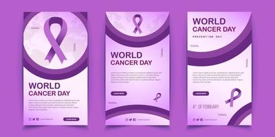 conception de publication instagram sur les médias sociaux de la journée mondiale du cancer dégradé adaptée à la publicité web vecteur