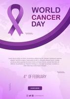modèle d'affiche verticale de la journée mondiale du cancer dégradé avec ruban de cancer vecteur