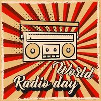 fond de la journée mondiale de la radio dans un style vintage avec des textures grunge et illustration radio vecteur