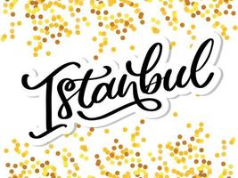 Istanbul. lettrage à la main. logo vectoriel d'istanbul en couleur noire avec mouettes sur fond blanc. produits souvenirs, emblème de bannière, blog de voyage médias sociaux, brochure, dépliant. illustration numérique.