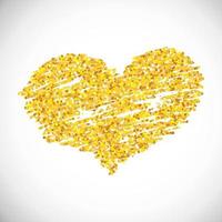 coeur de paillettes d'or dessiné à la main. symbole de l'amour. illustration vectorielle vecteur