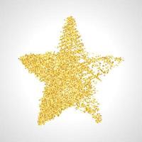 étoile dessinée à la main avec effet de paillettes d'or. forme d'étoile rugueuse dans un style doodle avec effet de paillettes d'or sur fond blanc. illustration vectorielle vecteur