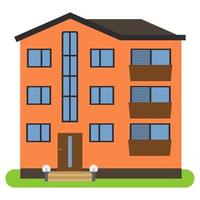 maison privée avec un toit marron et des murs orange sur fond blanc. illustration vectorielle. vecteur