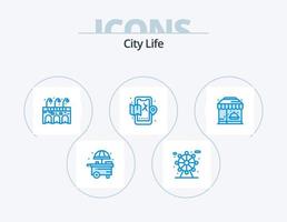 pack d'icônes bleues de la vie urbaine 5 conception d'icônes. . Hôtel. pub. vie. carte vecteur