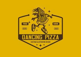 conception d'illustration de mascotte de pizza dansante vecteur