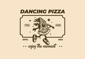 conception d'illustration de mascotte de pizza dansante vecteur