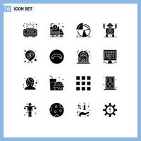 ensemble de 16 symboles d'icônes d'interface utilisateur modernes signes pour trouver des éléments de conception vectoriels modifiables de technologie de graphique de jouet vecteur