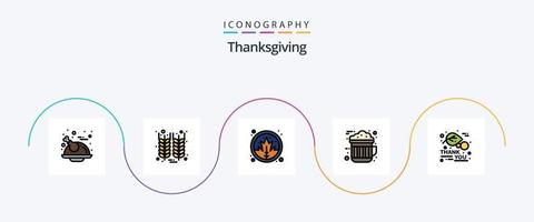 ligne de thanksgiving remplie de 5 icônes plates, y compris l'automne. chaud. feuille. boire. Chocolat vecteur