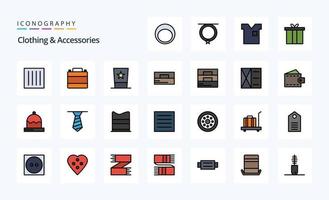 Pack d'icônes de style rempli de 25 accessoires vestimentaires vecteur