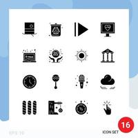 pack de glyphes solides de 16 symboles universels de formule de grande vente jouer éducation apprentissage éléments de conception vectoriels modifiables vecteur