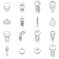 icônes de méduses définies contour vectoriel