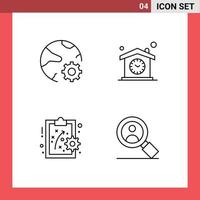 ensemble moderne de 4 pictogrammes de couleurs plates remplies d'éléments de conception vectoriels modifiables de méthode de performance de maison de réseau de conception de connexion vecteur