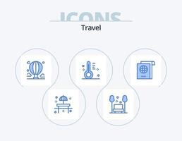 pack d'icônes bleues de voyage 5 conception d'icônes. ensoleillé. nuageux. Détendez-vous. ciel. nuage vecteur
