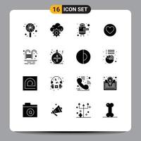 interface utilisateur pack de 16 glyphes solides de base du parc de noël hdmi water cack éléments de conception vectoriels modifiables vecteur