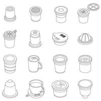 café capsule, icônes, ensemble, vecteur, contour vecteur