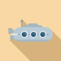 vecteur plat icône sous-marin de l'armée. navire de mer
