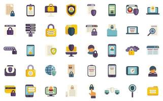 icônes de politique de confidentialité définies vecteur plat. norme de sécurité