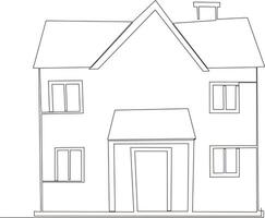 dessin au trait continu d'une maison minimaliste en noir et blanc vecteur