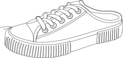 dessin au trait continu de chaussures en noir et blanc vecteur