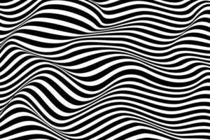 modèle de lignes ondulées d'illusion d'optique noir et blanc. fond de vecteur d'onde d'effet d'entraînement.