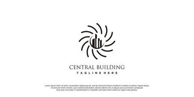 illustration de l'icône vectorielle de conception de logo de bâtiment central vecteur