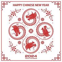 bonne année chinoise 2024 signe du zodiaque, année du dragon vecteur