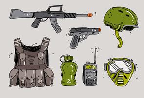 Airsoft Gun Kit dessinés à la main Vector Illustration