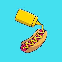 hot-dog avec illustration d'icônes vectorielles de dessin animé de moutarde. concept de dessin animé plat. adapté à tout projet créatif. vecteur