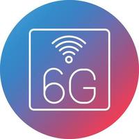 icône de fond de cercle dégradé de ligne de réseau 6g vecteur