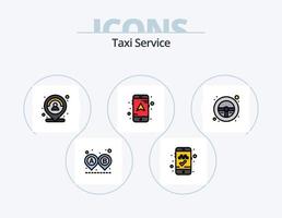 ligne de service de taxi rempli pack d'icônes 5 conception d'icônes. fumeur. soins de santé. carte. feux de circulations. Circulation vecteur