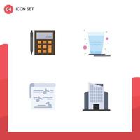pack de 4 icônes plates créatives d'éléments de conception vectoriels modifiables d'album de calcul de comptabilité en Inde vecteur