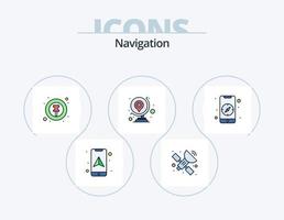 pack d'icônes rempli de ligne de navigation 5 conception d'icônes. police. imeuble. carte. Bureau. imeuble vecteur