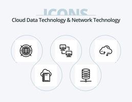 technologie de données cloud et ligne de technologie de réseau pack d'icônes 5 conception d'icônes. louch . moniteur. l'informatique. clavier . partager vecteur