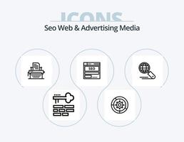 conception d'icônes pack 5 d'icônes de ligne de médias web et publicitaires seo. disposition. clé. la toile. référencement. l'Internet vecteur