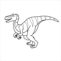 un vélociraptor en dessin animé pour livre de coloriage en illustration vectorielle vecteur