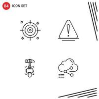 ensemble de pictogrammes de 4 couleurs plates remplies simples d'alerte de rupture d'affaires partage logistique éléments de conception vectoriels modifiables vecteur