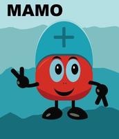 mascotte stylisée de mamo de sang dans l'hôpital de l'église vecteur