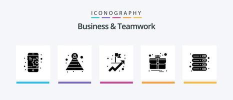 pack d'icônes glyphe 5 pour les affaires et le travail d'équipe, y compris. serveur. objectif. Bureau. Les données. conception d'icônes créatives vecteur