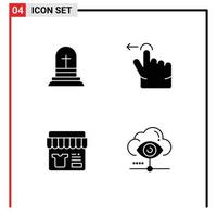 4 concept de glyphe solide pour les sites Web mobiles et les applications célébration shopping pâques swipe eye éléments de conception vectoriels modifiables vecteur