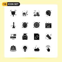 16 icônes créatives signes et symboles modernes d'éléments de conception vectoriels modifiables du monde de la pierre de feu léger vecteur