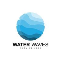 logo de vague d'eau, vecteur de haute mer, conception de modèle de fond maritime