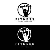 logo de gym, image vectorielle de logo de fitness, conception adaptée à la forme physique, aux équipements sportifs, à la santé du corps, aux marques de produits de compléments corporels vecteur