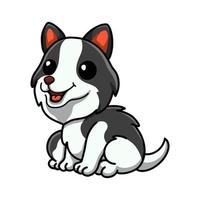 dessin animé mignon chien border collie assis vecteur