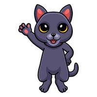 dessin animé mignon chat chartreux agitant la main vecteur