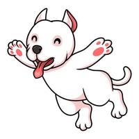 mignon, dogo, argentino, chien, dessin animé, sauter vecteur