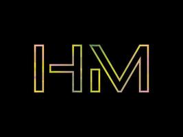 logo de lettre hm avec vecteur de texture arc-en-ciel coloré. vecteur pro